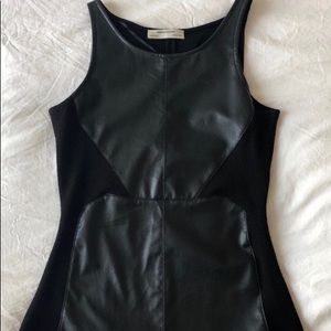 Zara black faux leather paneled tank top small